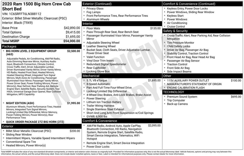 2020 RAM 1500 Big Horn/Lone Star