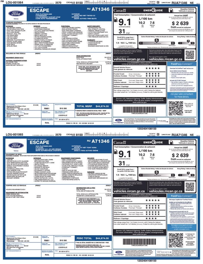 2024 Ford Escape Platinum