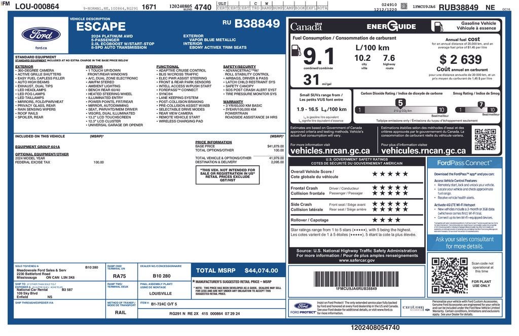 2024 Ford Escape Platinum
