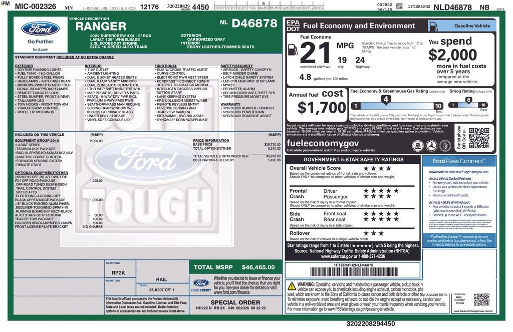 2022 Ford Ranger Lariat