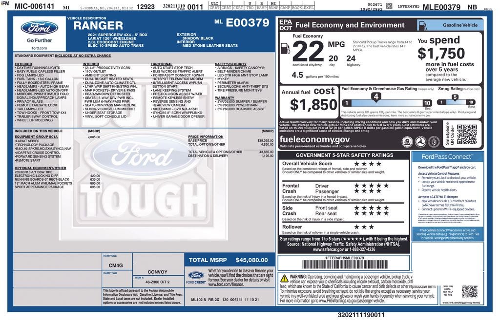 2021 Ford Ranger Lariat
