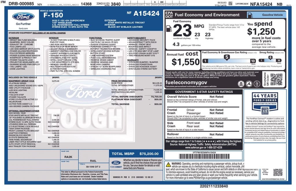 2022 Ford F-150 Platinum