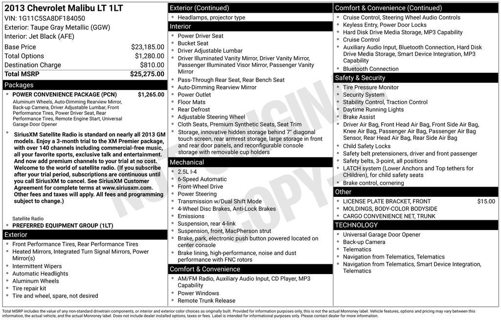 2013 Chevrolet Malibu LT 1LT