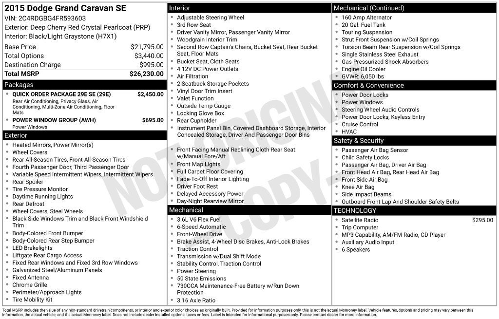 2015 Dodge Grand Caravan SE