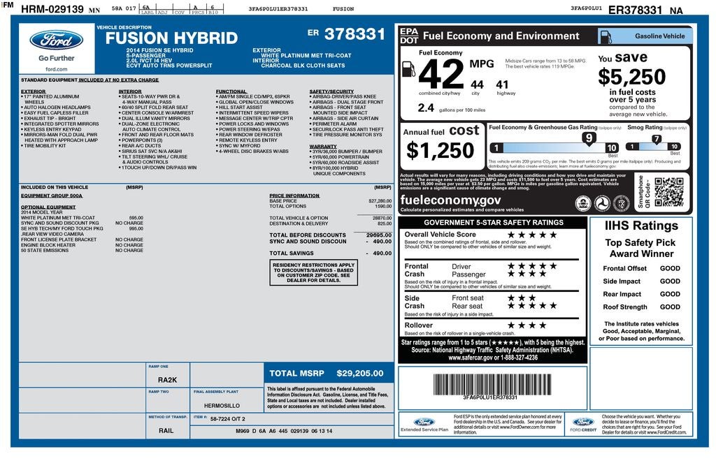 2014 Ford Fusion Hybrid SE
