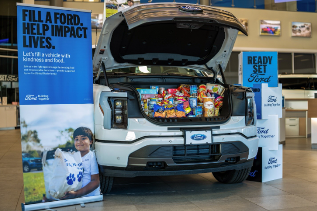 Ford Truck Filled with Food for Food Drive 