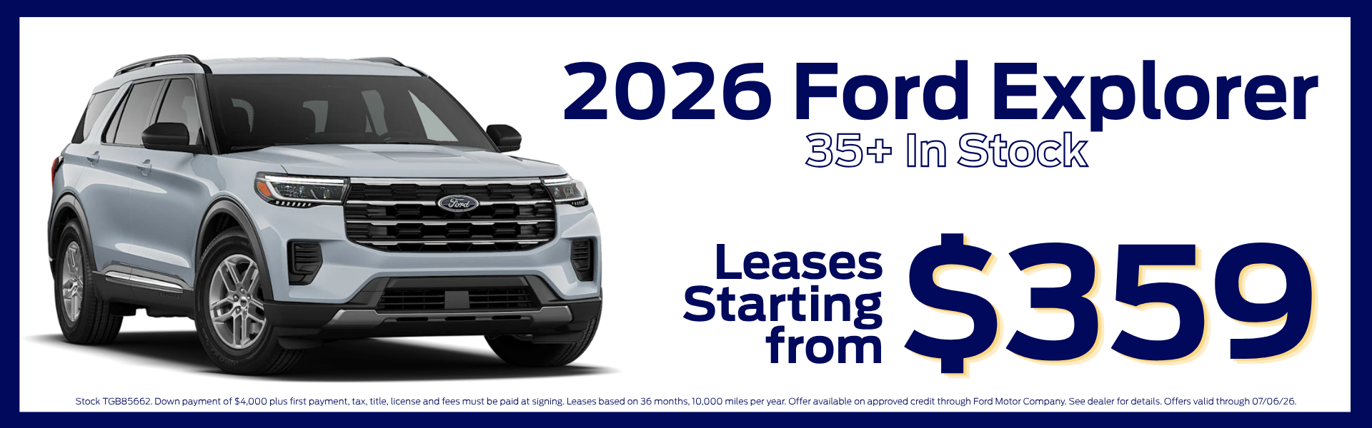 2026 Ford Explorers lease starting from $359